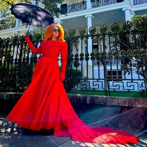 American Horror Story Myrtle Snow Halloween Costume Elegant Red Dress